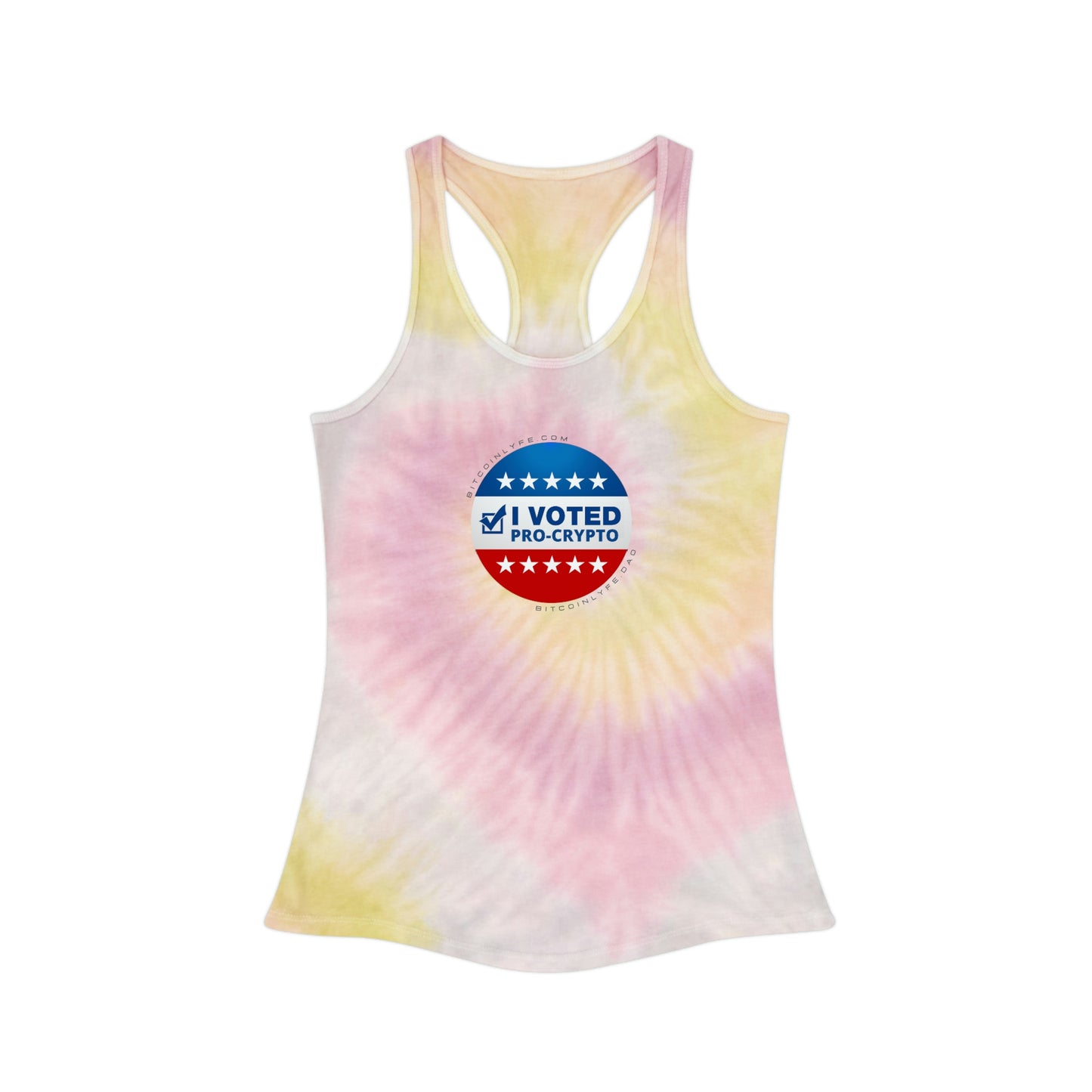 I Voted Pro-Crypto Tie Dye Racerback Tank Top