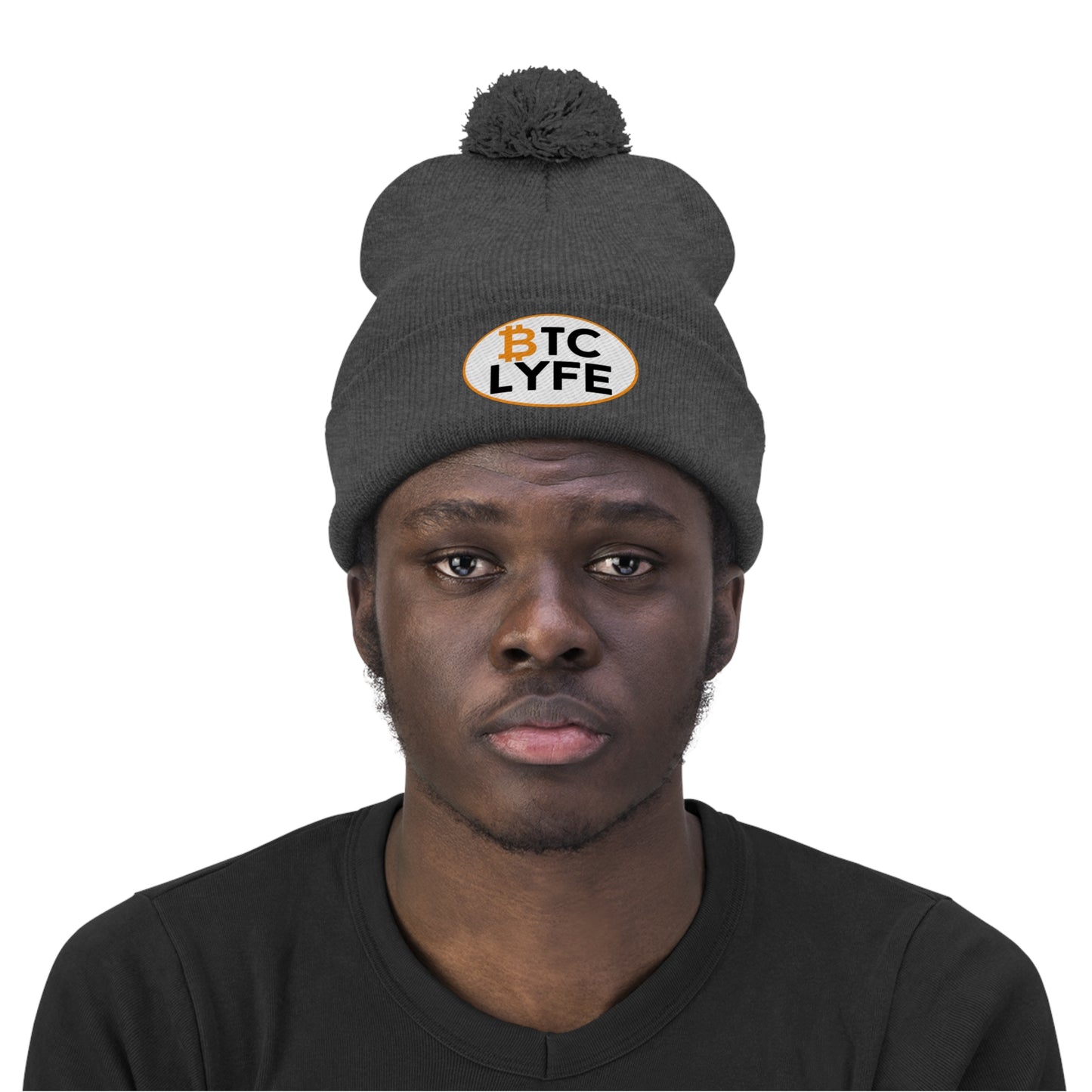 Bitcoin LYFE (OVal) Pom Pom Beanie