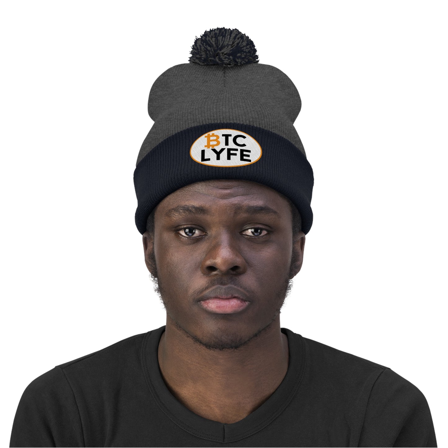 Bitcoin LYFE (OVal) Pom Pom Beanie