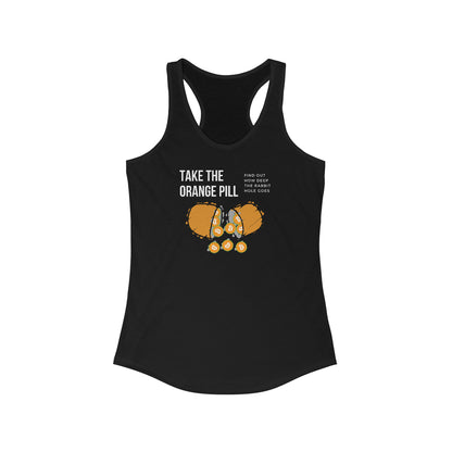 Women's Rabbit Hole Orange Pill Racerback Tank