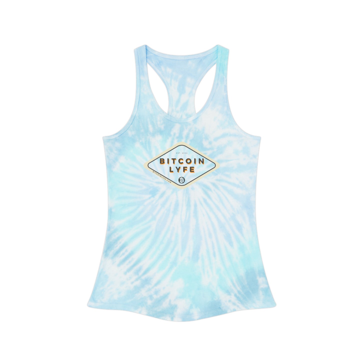 Bitcoin LYFE (Transparent) Tie Dye Racerback Tank Top