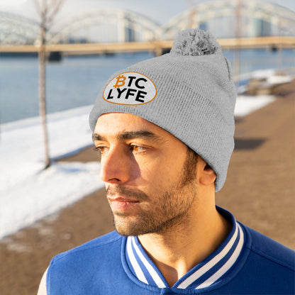 Bitcoin LYFE (OVal) Pom Pom Beanie