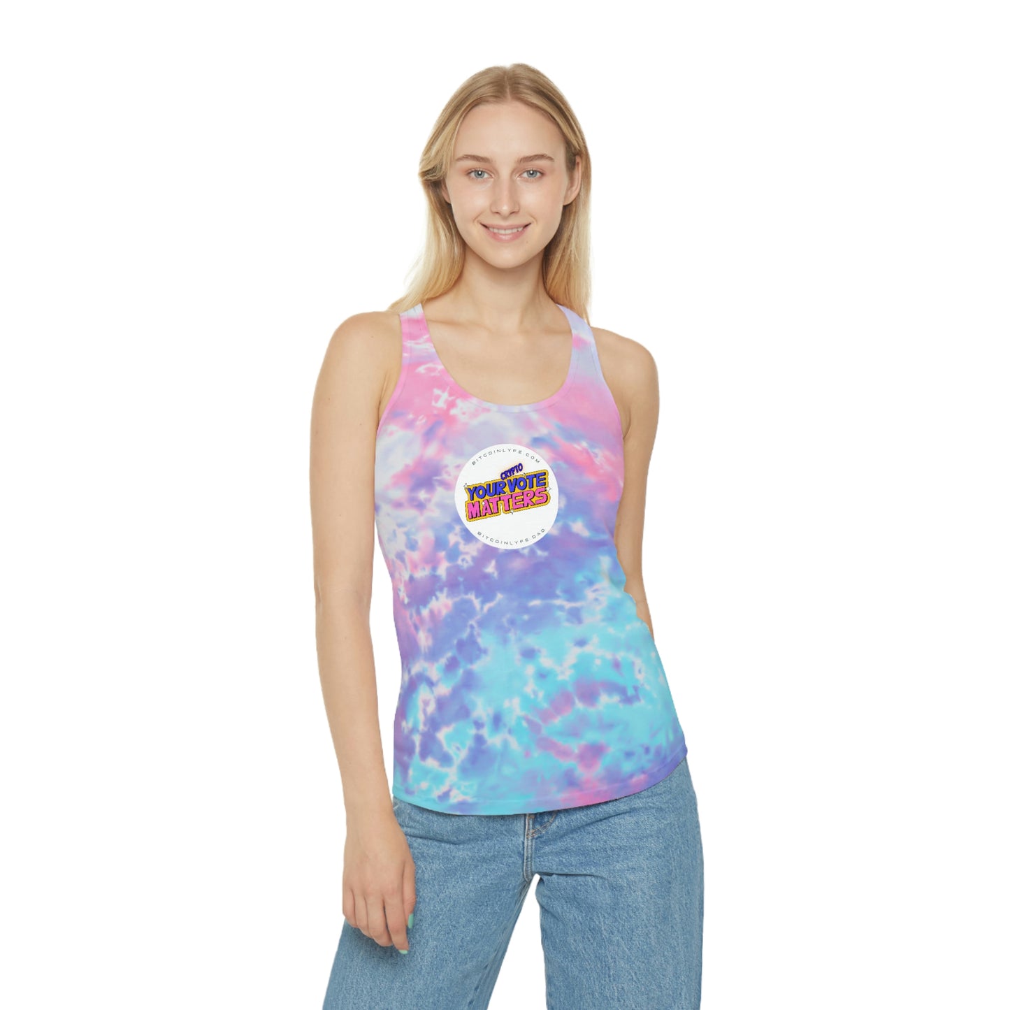 Your Crypto Vote Matters Tie Dye Racerback Tank Top