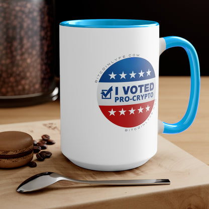 I Voted Pro-Crypto Mug, 15oz