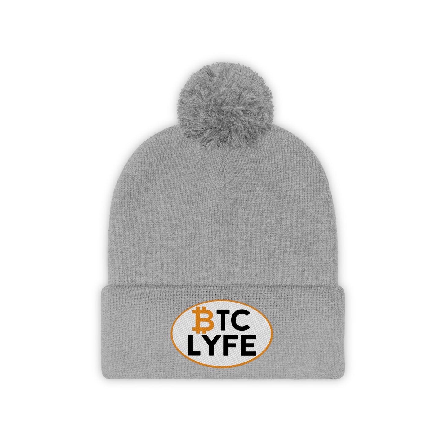 Bitcoin LYFE (OVal) Pom Pom Beanie