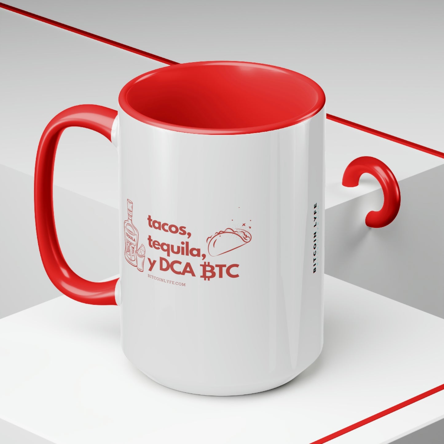 Tacos, Tequila, and DCA BTC Mug, 15oz