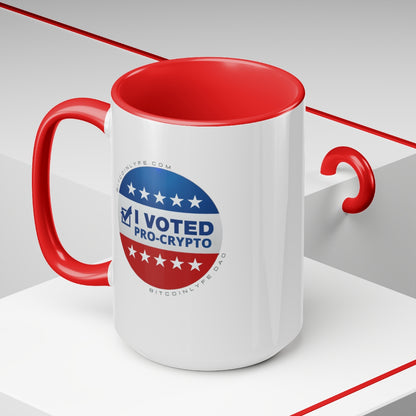 I Voted Pro-Crypto Mug, 15oz