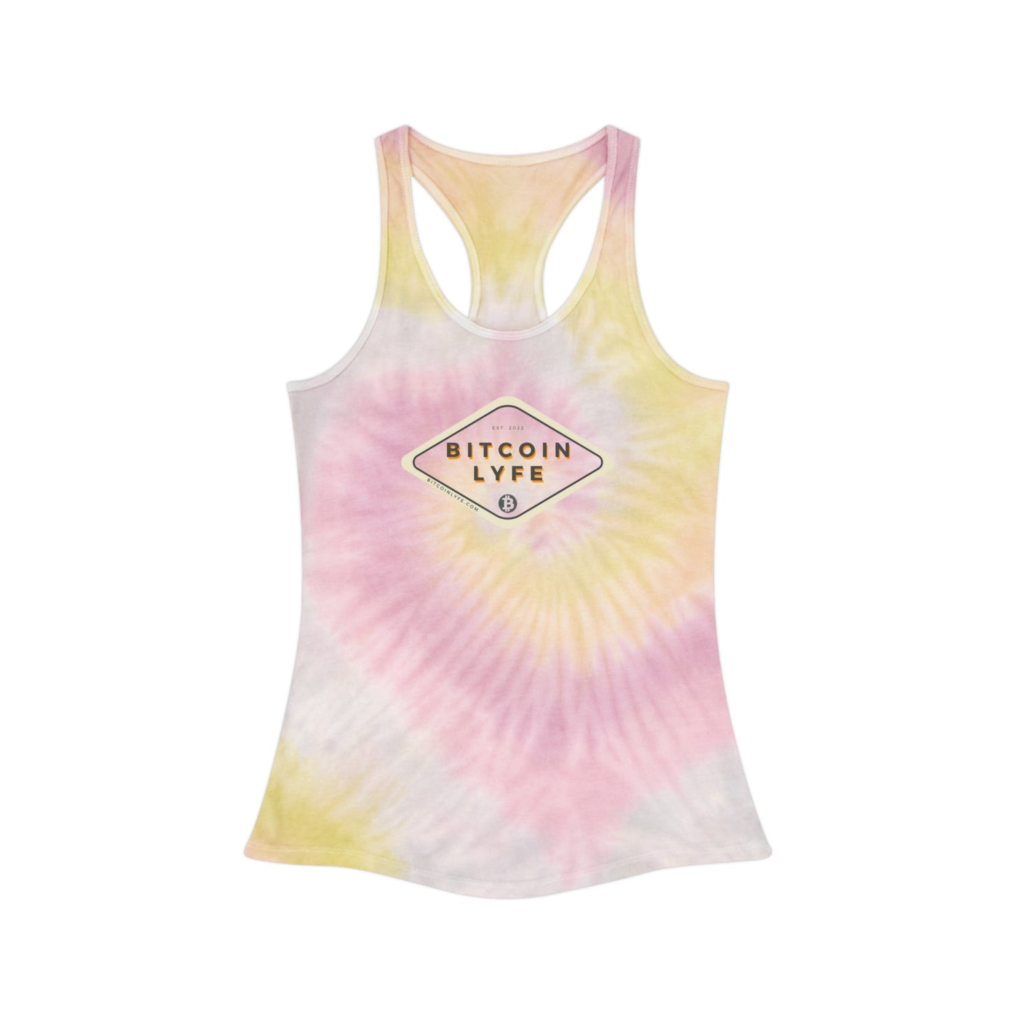 Bitcoin LYFE (Transparent) Tie Dye Racerback Tank Top