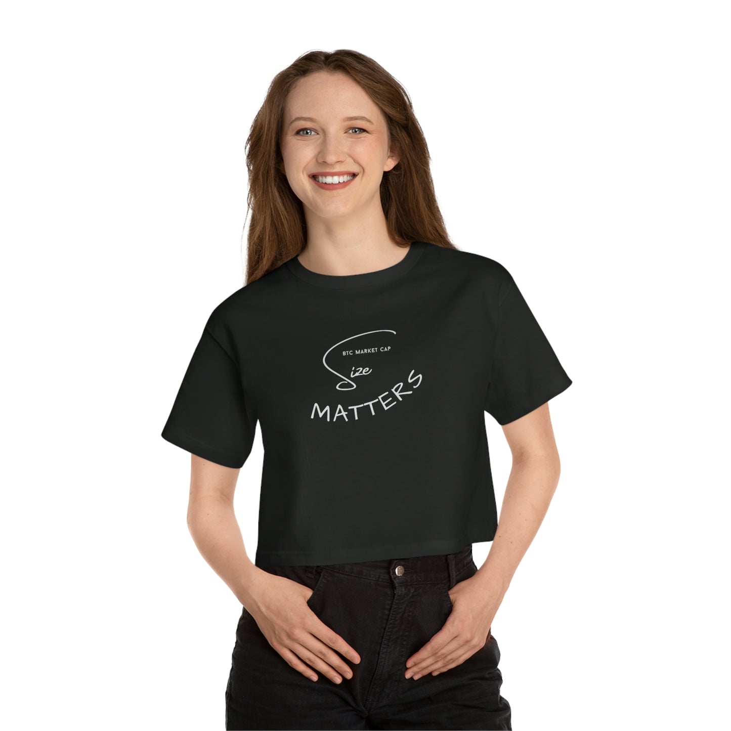 BTC Market Cap Size Matters Women's Champion Cropped T-Shirt