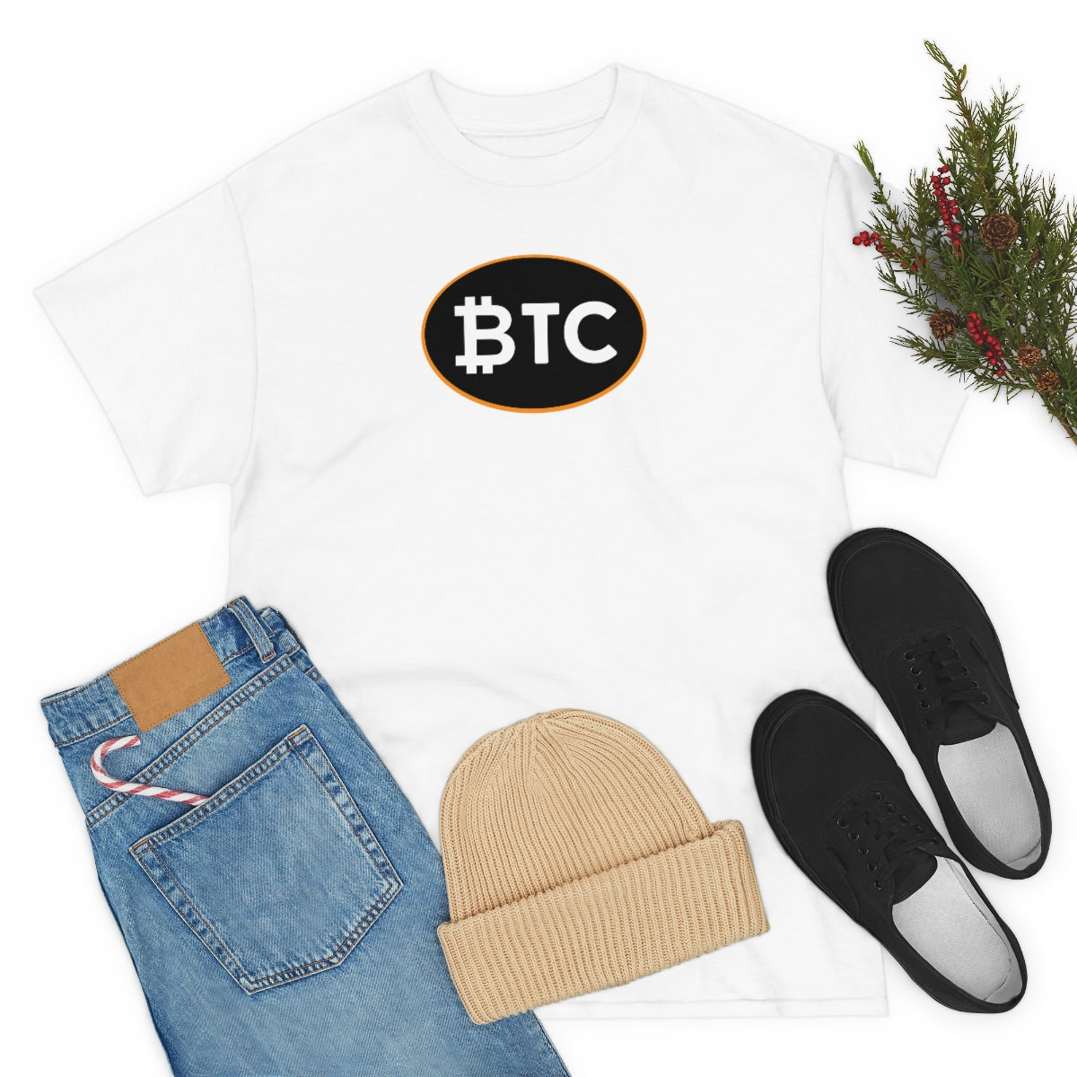 BTC Oval #4 Cotton T-Shirt, Blackout Version