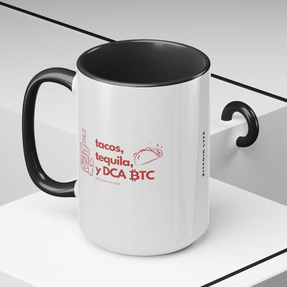 Tacos, Tequila, and DCA BTC Mug, 15oz