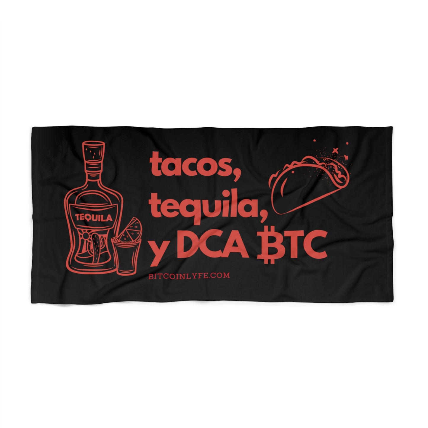 Large 30" × 60" Beach Towel - Tacos, Tequila, and DCA BTC