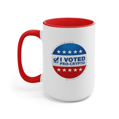 I Voted Pro-Crypto Mug, 15oz