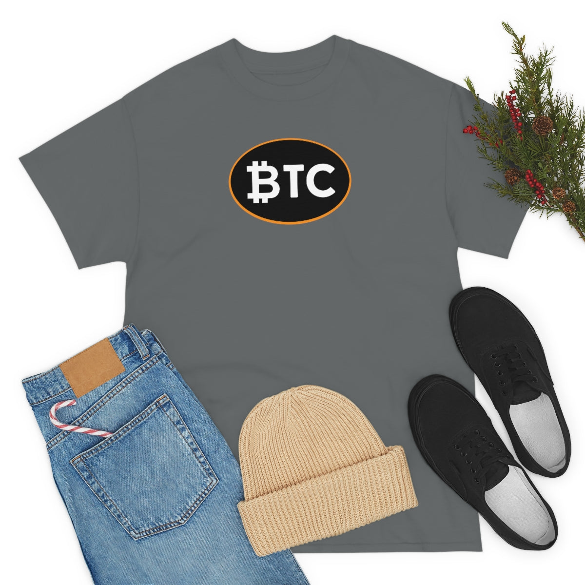 BTC Oval #4 Cotton T-Shirt, Blackout Version