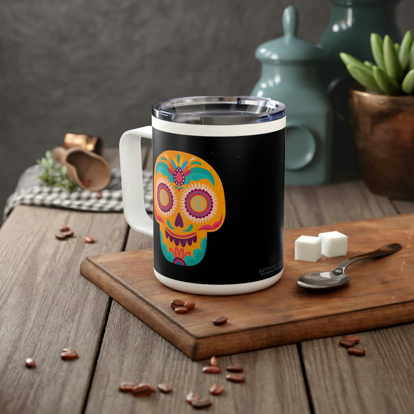 Día de los Muertos BTC 10oz Insulated Coffee Mug, Diecisiete