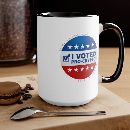 I Voted Pro-Crypto Mug, 15oz