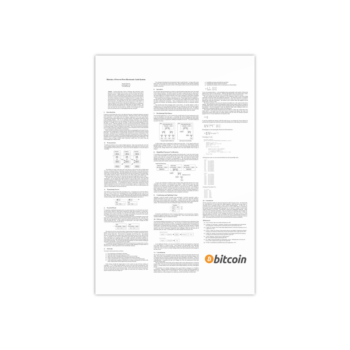 Bitcoin White Paper Satin Poster (300gsm)