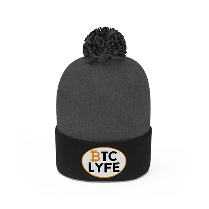 Bitcoin LYFE (OVal) Pom Pom Beanie