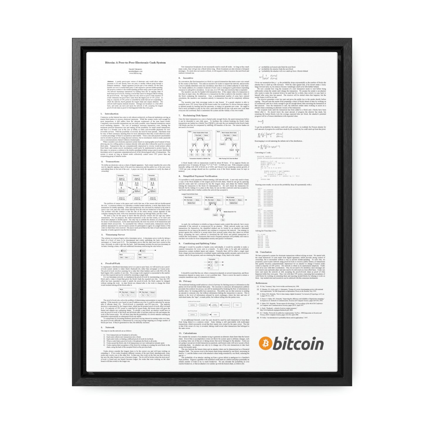 Bitcoin  White Paper, Gallery Canvas Wrap