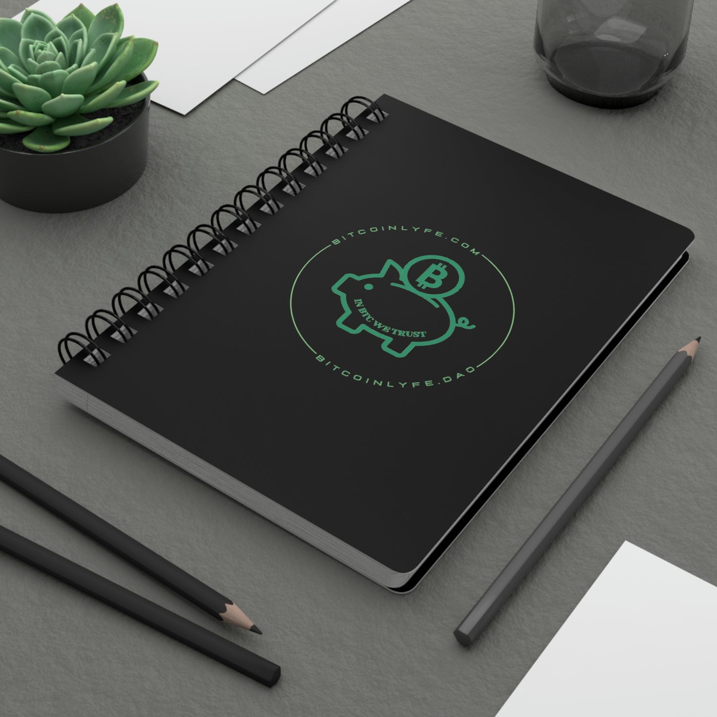 Bitcoin LYFE Spiral Bound Journal, Piggy Bank