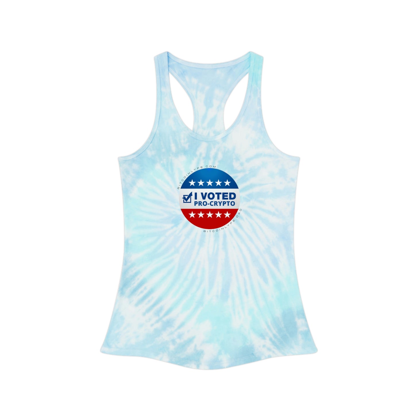 I Voted Pro-Crypto Tie Dye Racerback Tank Top