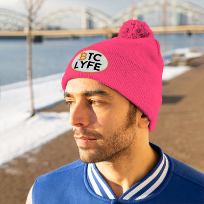 Bitcoin LYFE (OVal) Pom Pom Beanie