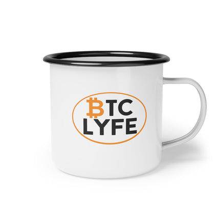 Bitcoin LYFE (Oval) Enameled Steel Mug