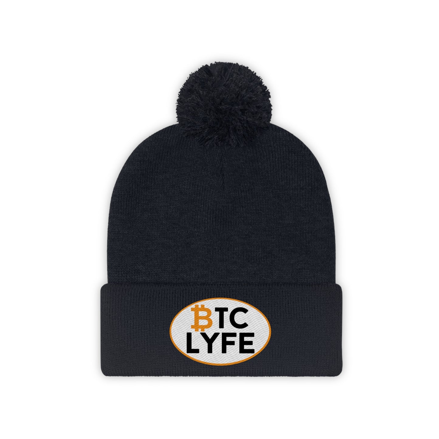 Bitcoin LYFE (OVal) Pom Pom Beanie