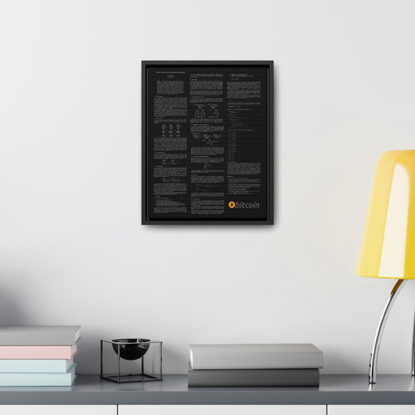 Bitcoin White Paper - White Text on Black, Gallery Canvas Wrap