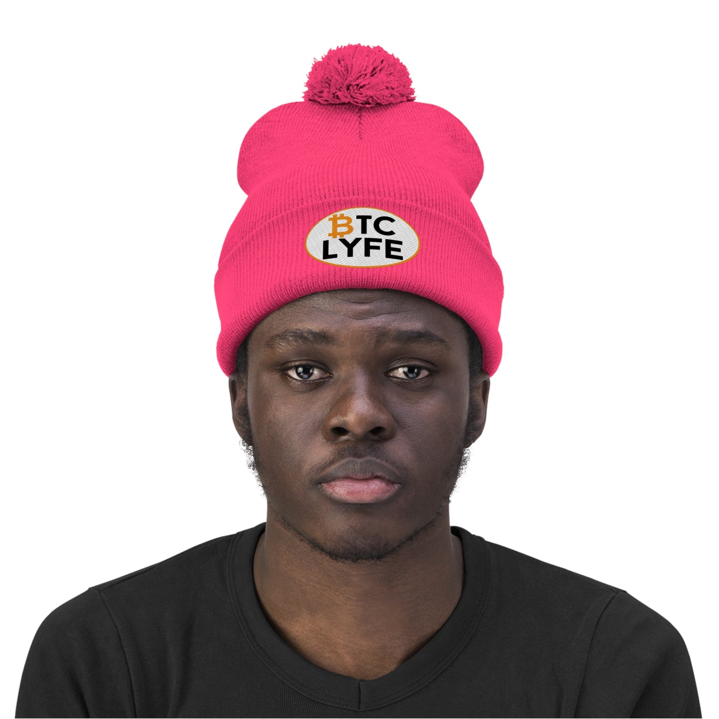 Bitcoin LYFE (OVal) Pom Pom Beanie