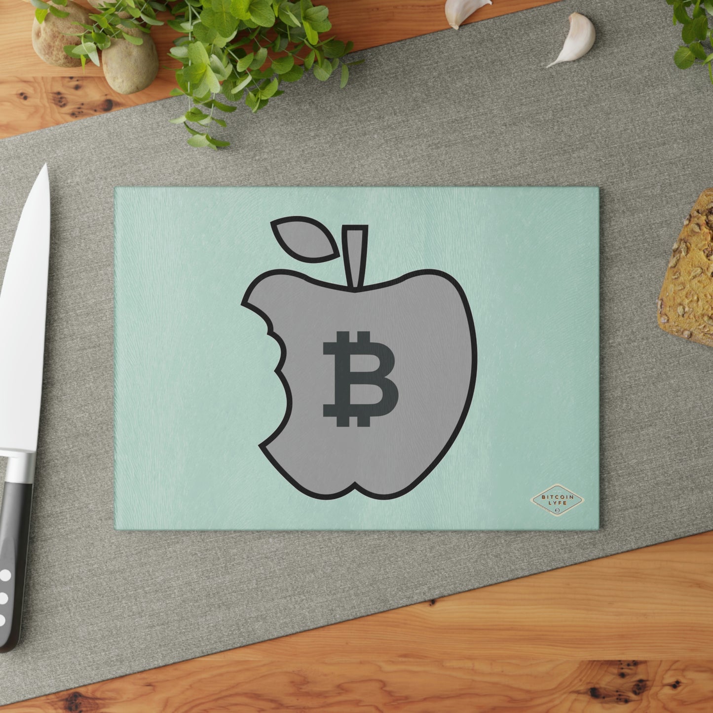 The B Apple Glass Cutting Board