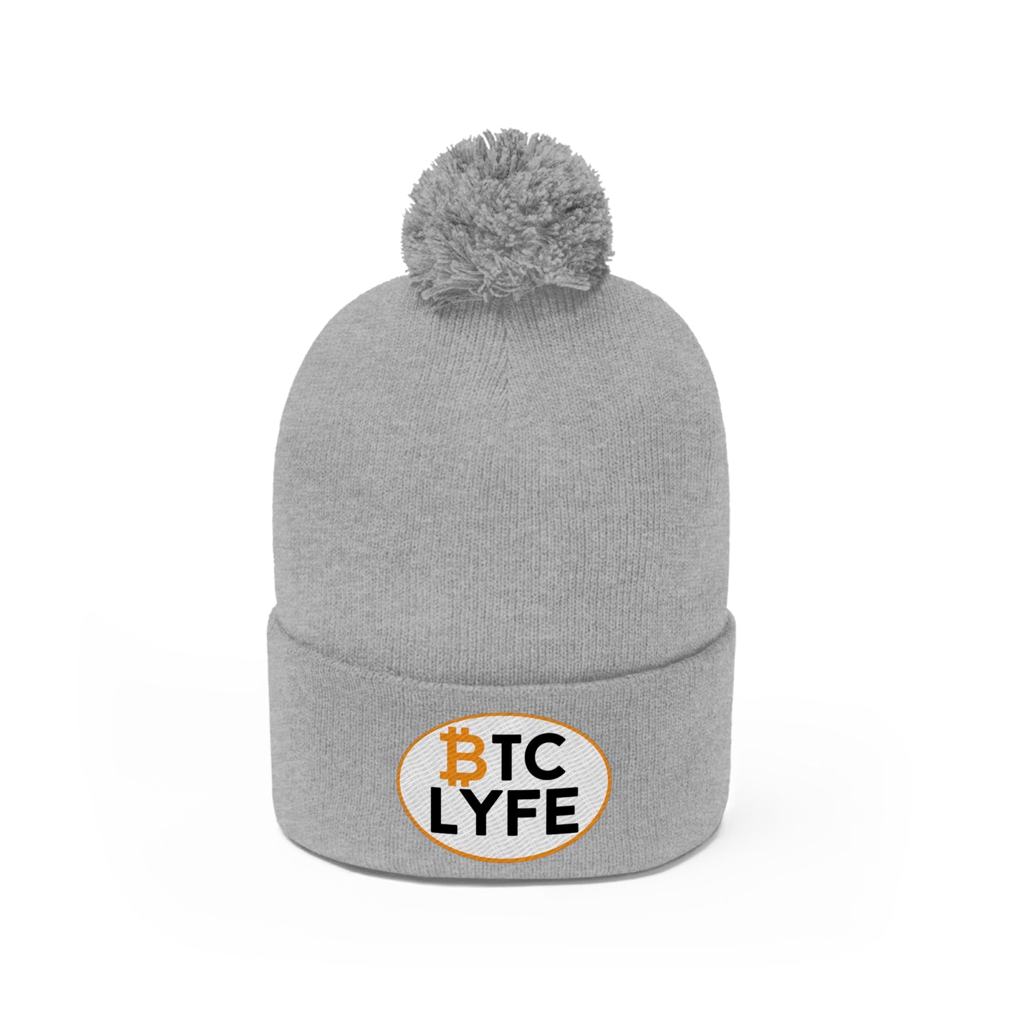 Bitcoin LYFE (OVal) Pom Pom Beanie