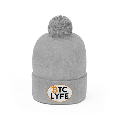 Bitcoin LYFE (OVal) Pom Pom Beanie