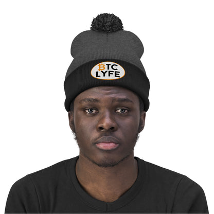 Bitcoin LYFE (OVal) Pom Pom Beanie