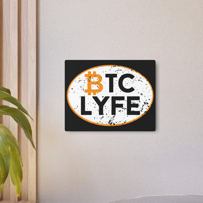 Bitcoin LYFE Oval Metal Art Sign