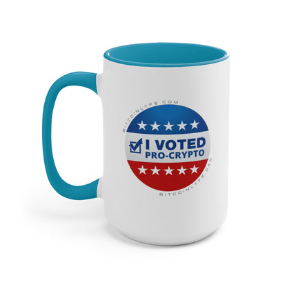 I Voted Pro-Crypto Mug, 15oz