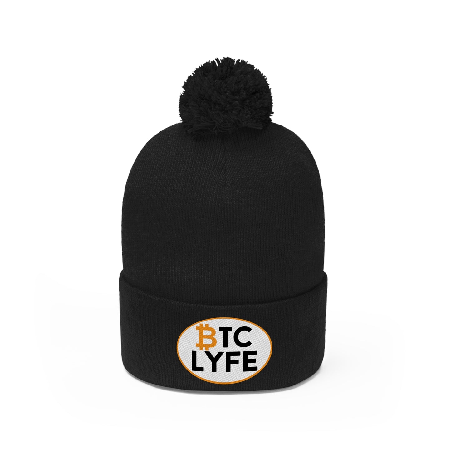 Bitcoin LYFE (OVal) Pom Pom Beanie