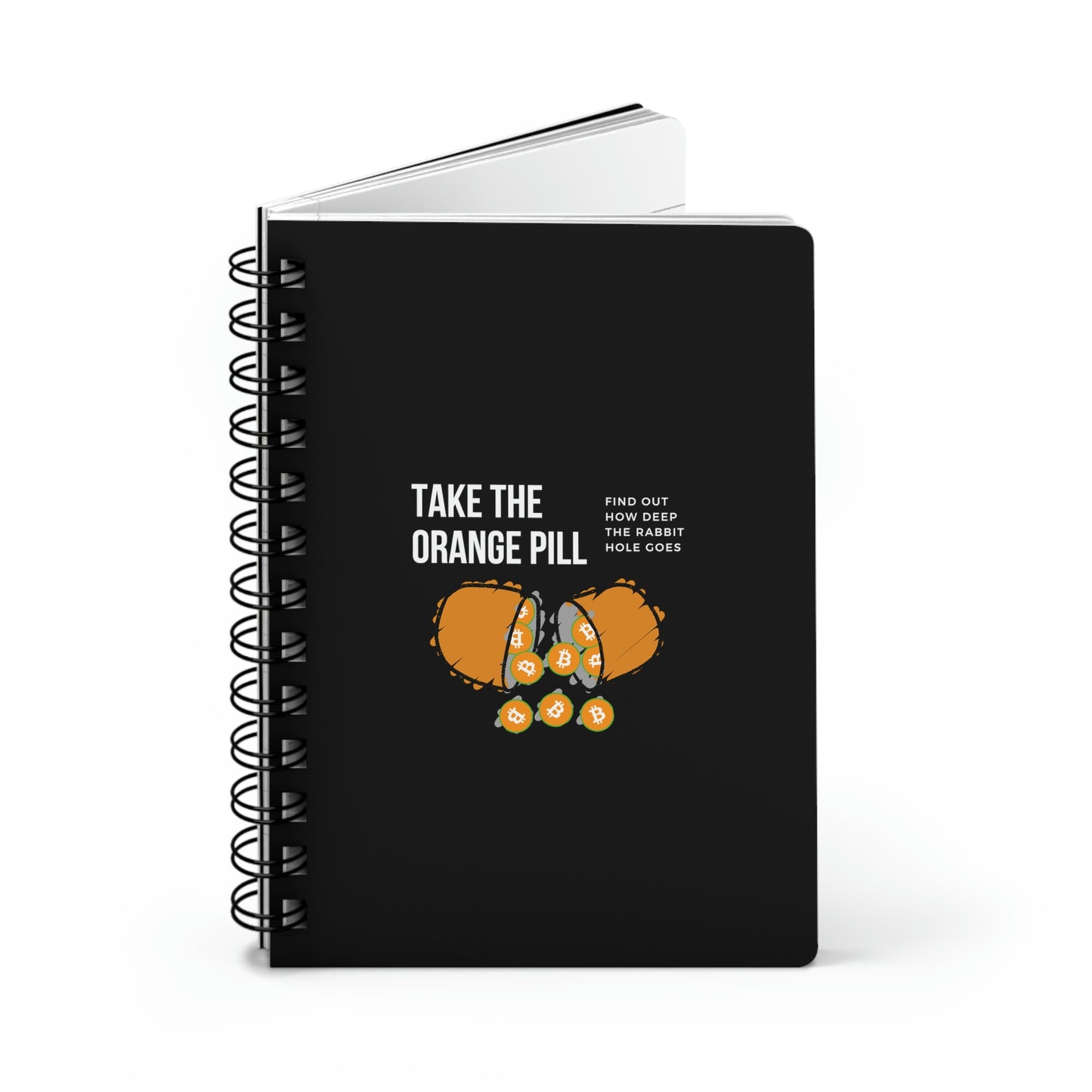 Rabbit Hole Orange Pill Spiral Bound Journal