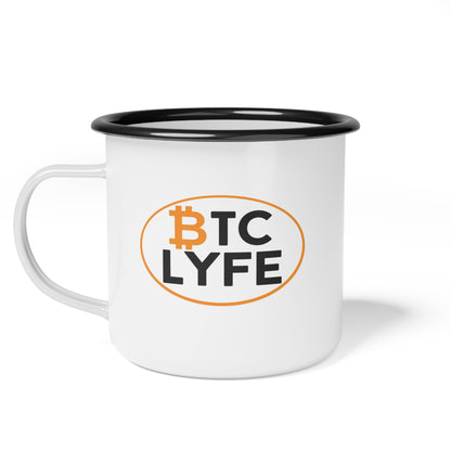 Bitcoin LYFE (Oval) Enameled Steel Mug