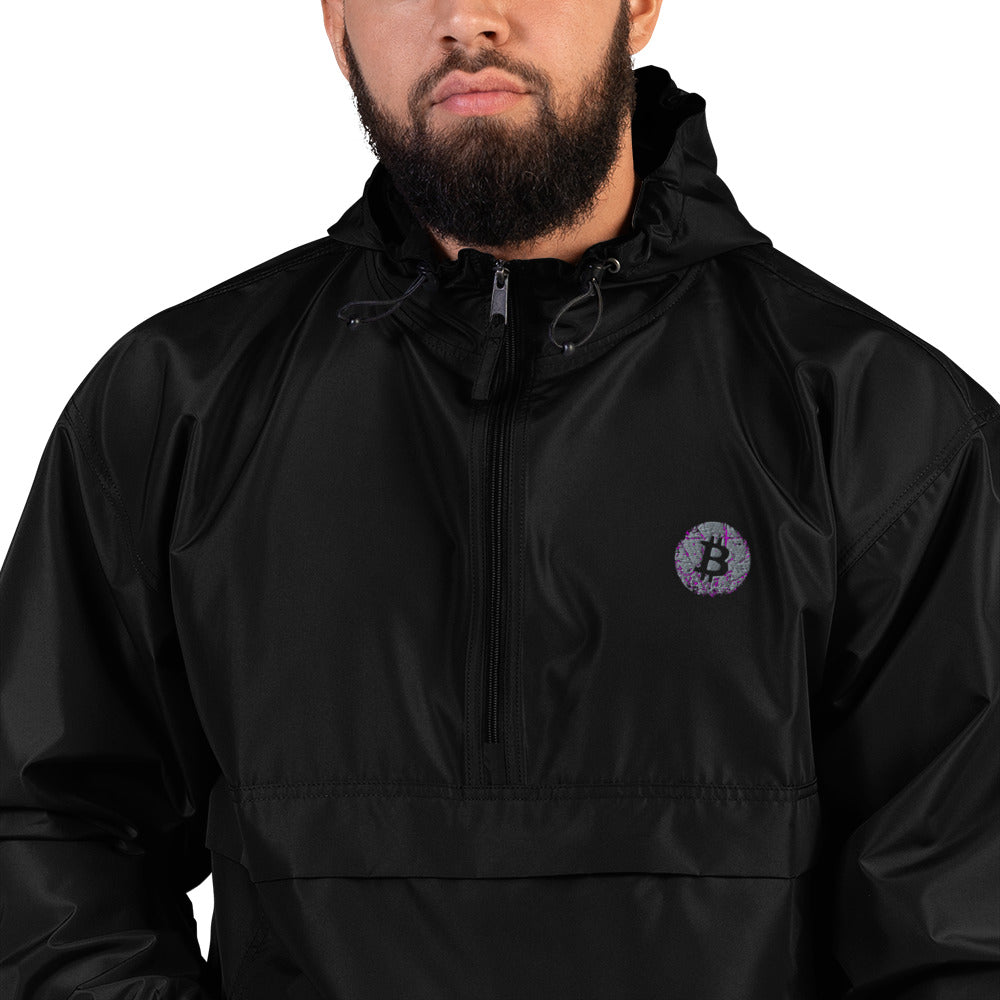 Bitcoin Embroidered Champion Packable Jacket, BTC7