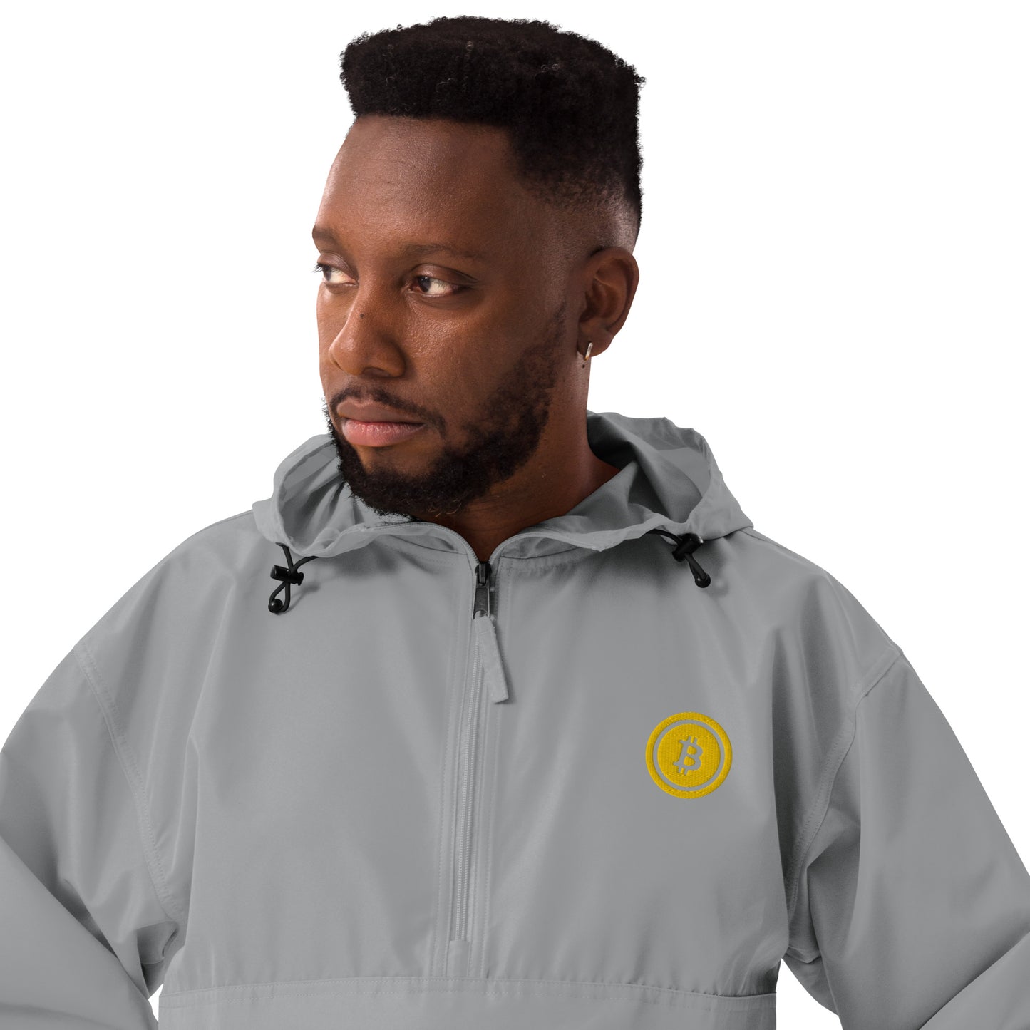 Bitcoin Embroidered Champion Packable Jacket, BTC5