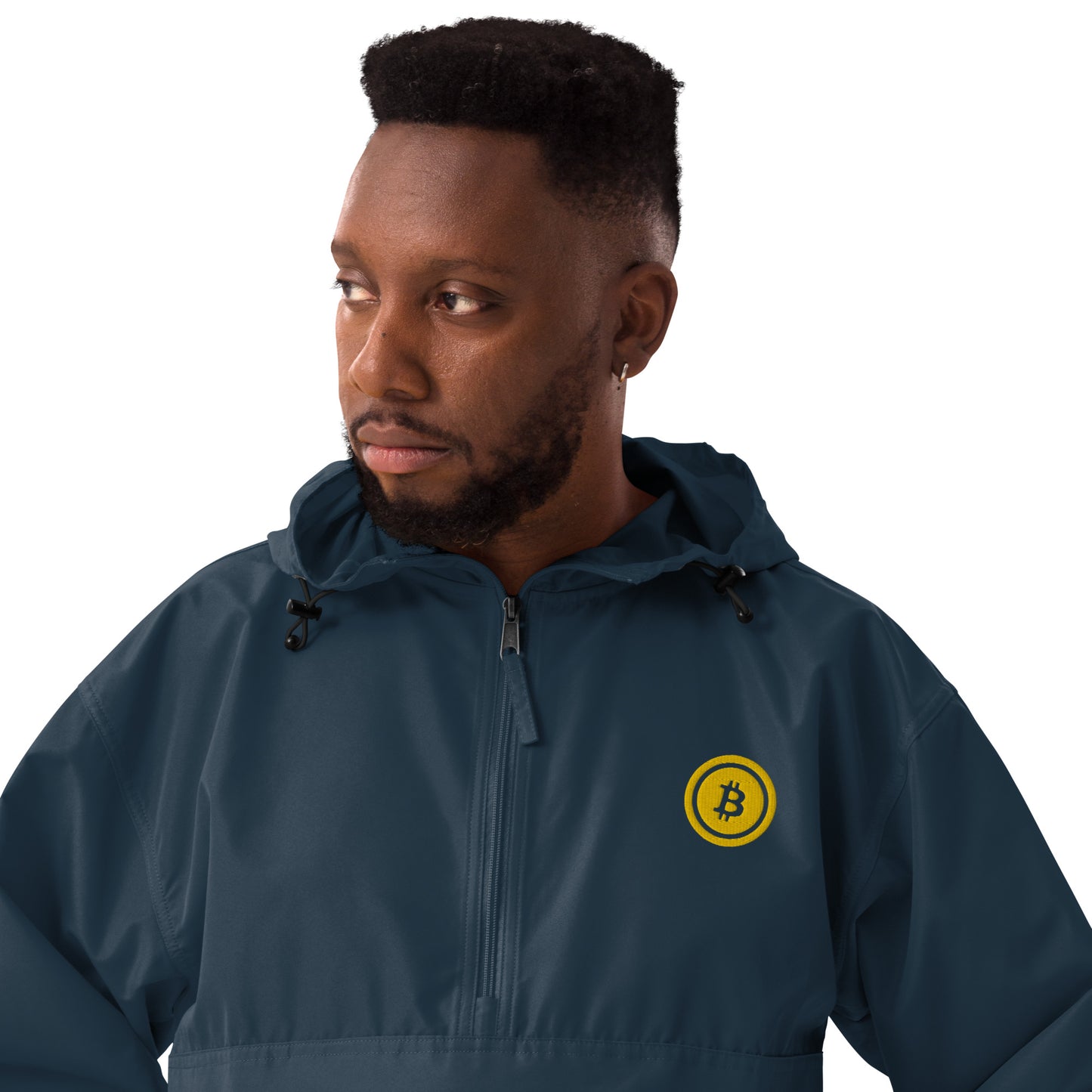 Bitcoin Embroidered Champion Packable Jacket, BTC5