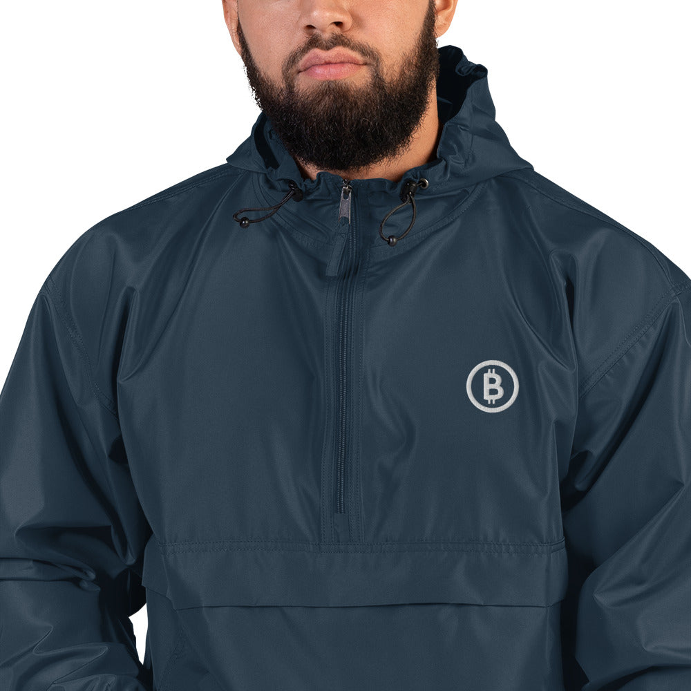 Bitcoin Embroidered Champion Packable Jacket, BTC4