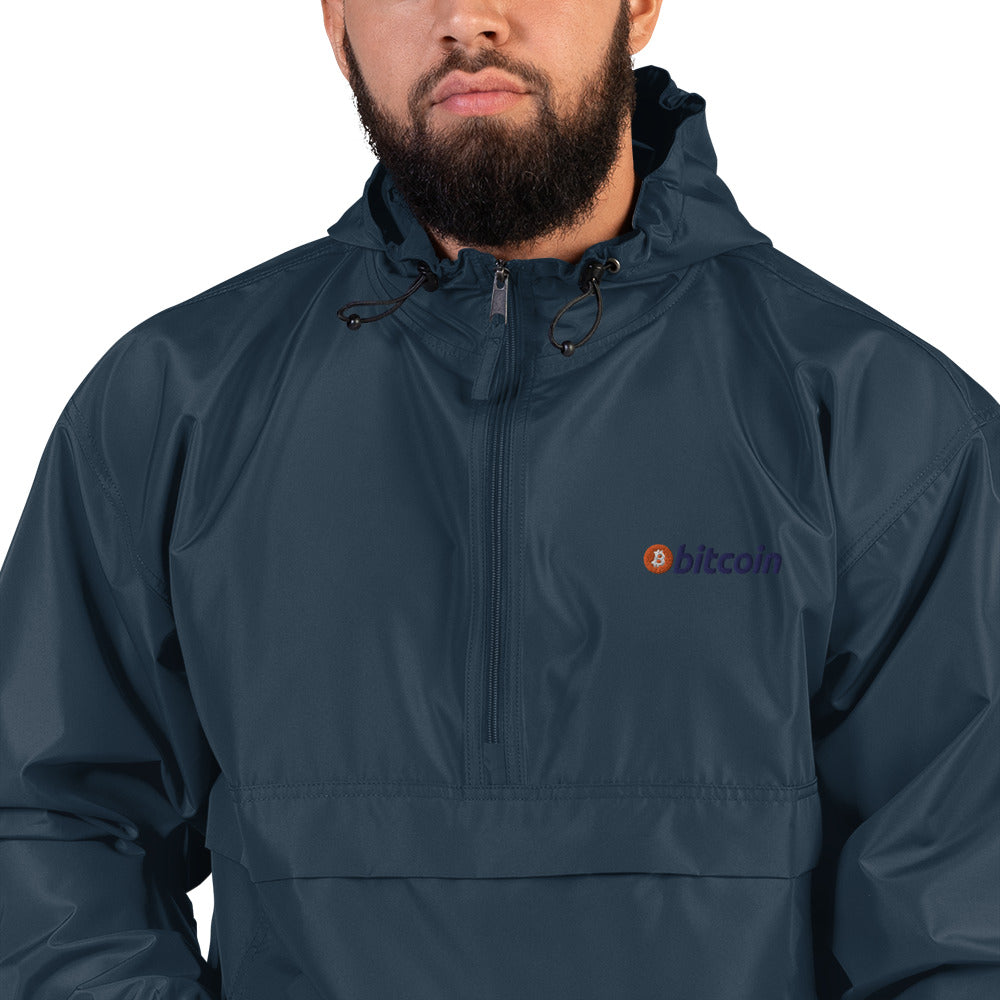 Bitcoin Embroidered Champion Packable Jacket, BTC1