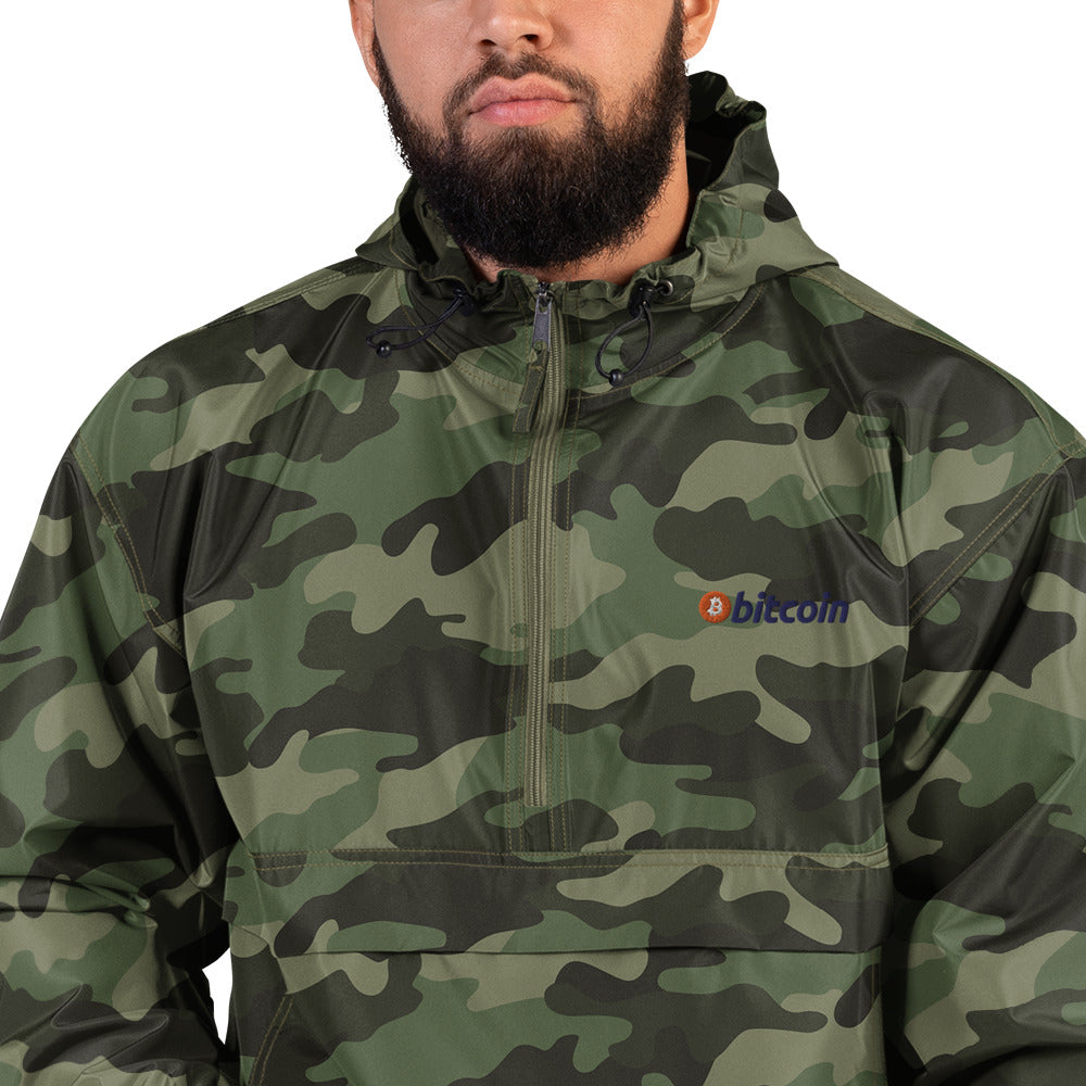 Bitcoin Embroidered Champion Packable Jacket, BTC1