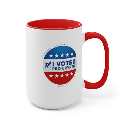 I Voted Pro-Crypto Mug, 15oz