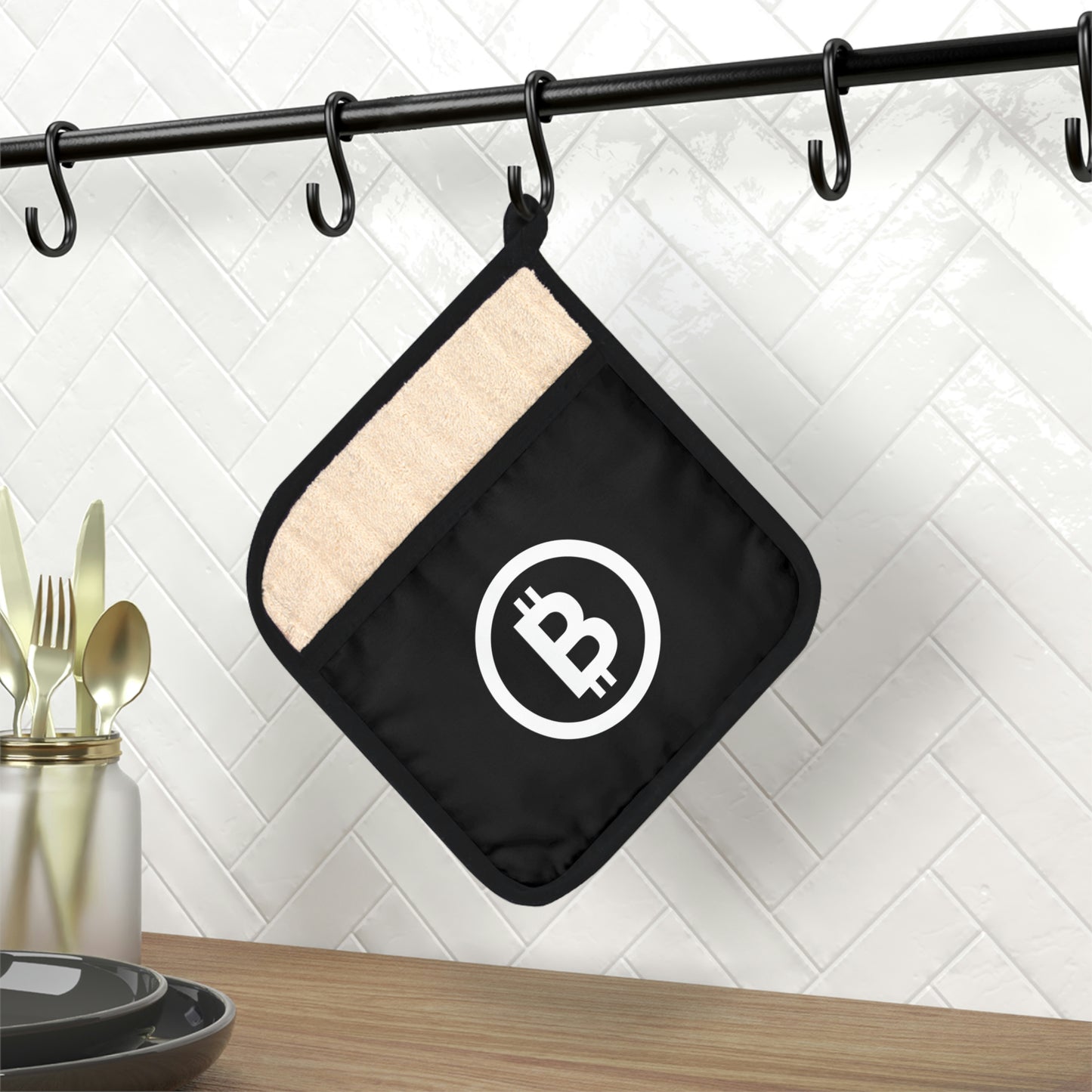 Bitcoin Pot Holder with Pocket, BTC4