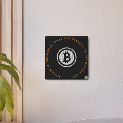 Bitcoin LYFE Trojan Horse Metal Art Sign