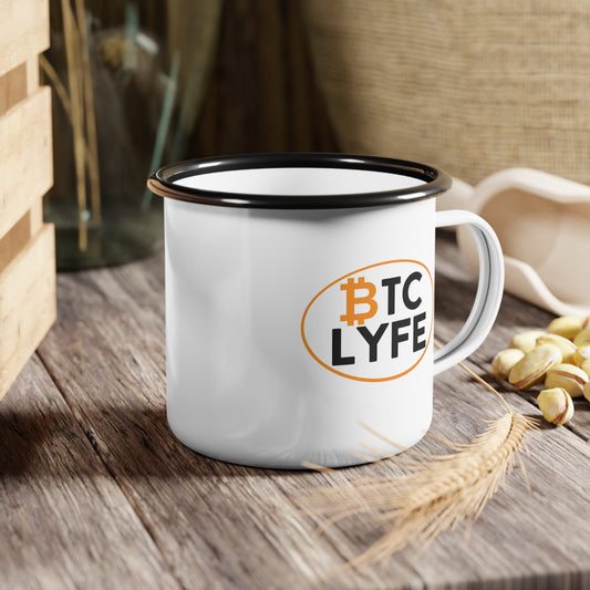 Bitcoin LYFE (Oval) Enameled Steel Mug