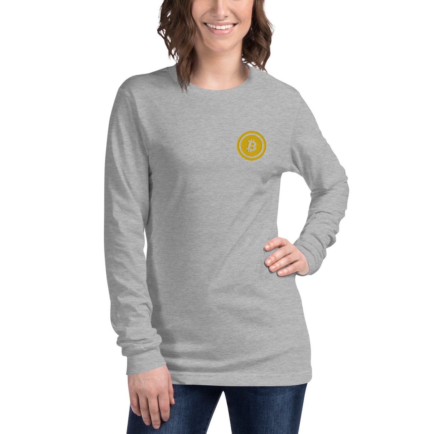 Embroidered Bitcoin Long Sleeve Tee BTC5